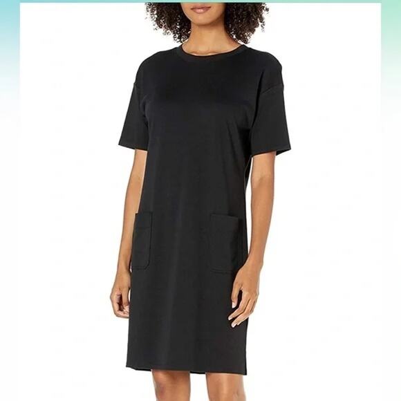 Daily Ritual Pima Cotton and Modal Dress Black with Pockets Size Medium EUC - Picture 1 of 5